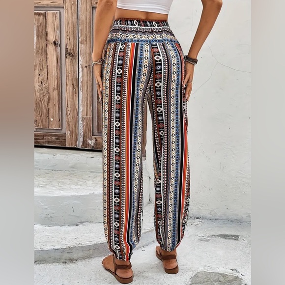 NWOT Tribal Print Drawstring Jogger Pants - Picture 2 of 3